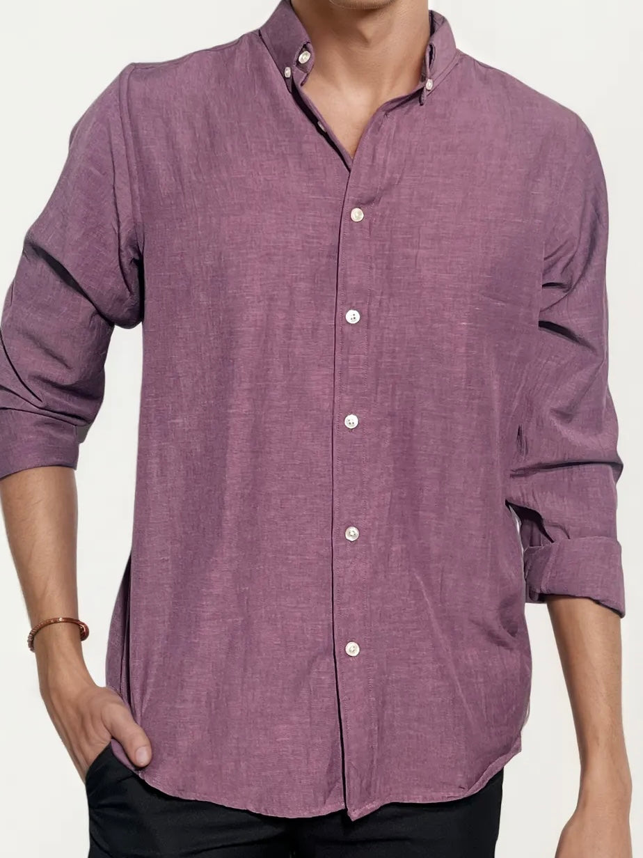 Purple Blended Linen Full-Hand Shirt