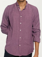 Purple Blended Linen Full-Hand Shirt