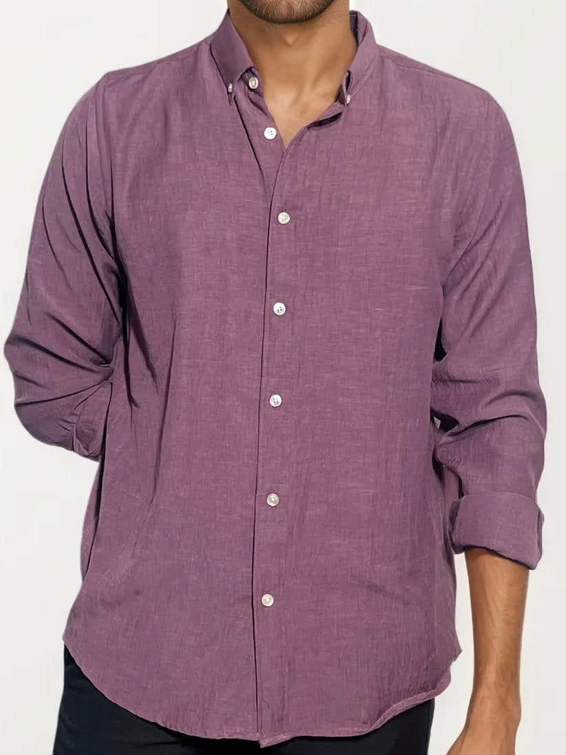Purple Blended Linen Full-Hand Shirt