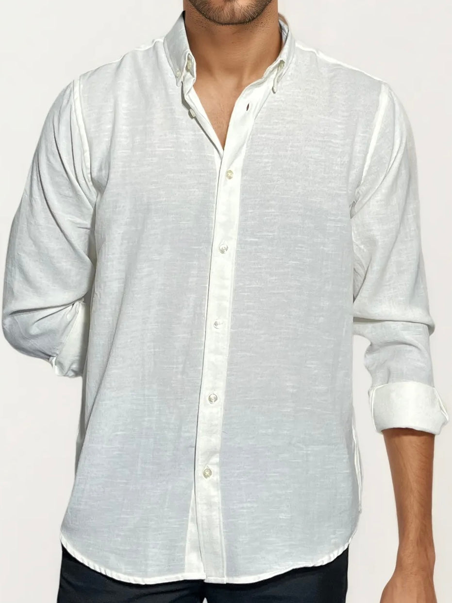 White Linen Full-Hand Shirt