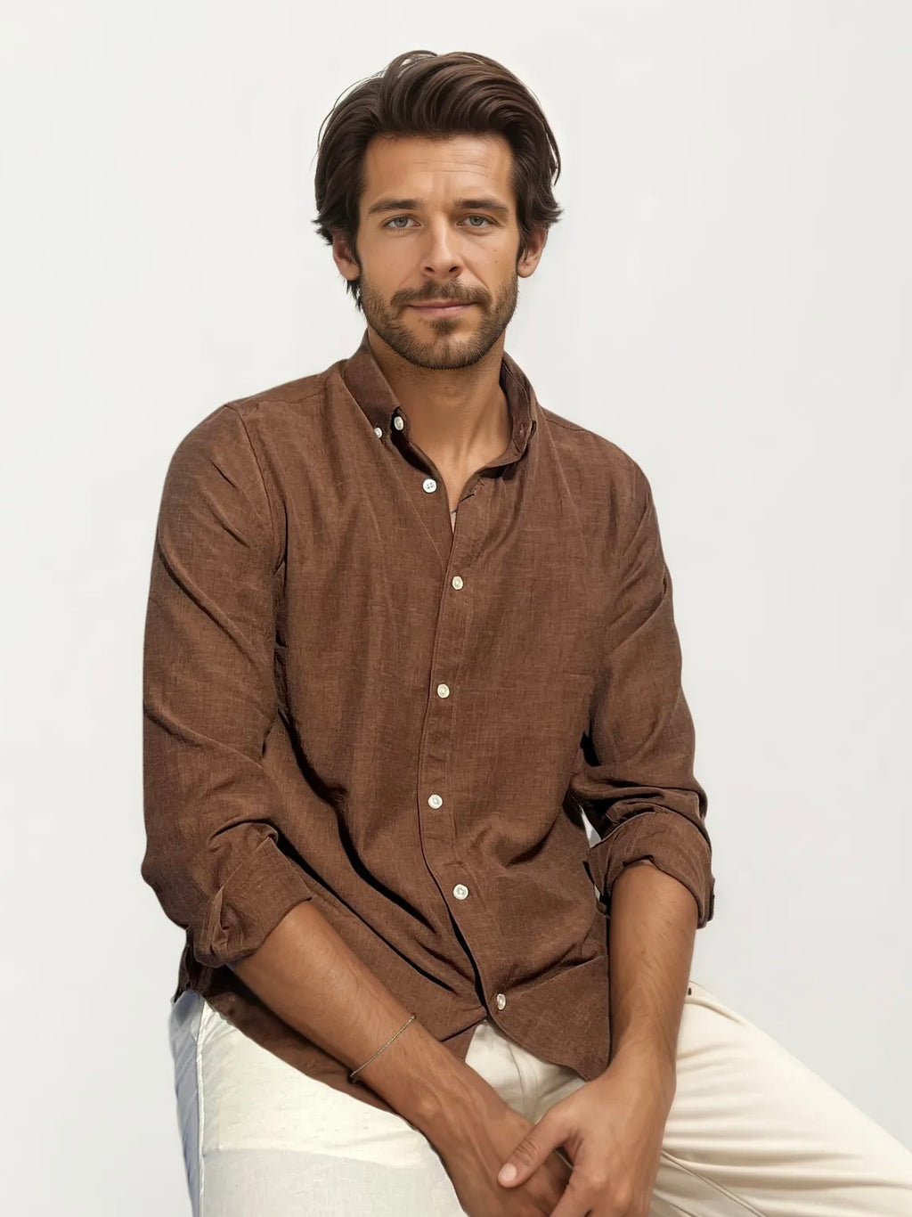 Brown Linen Full-Hand Shirt