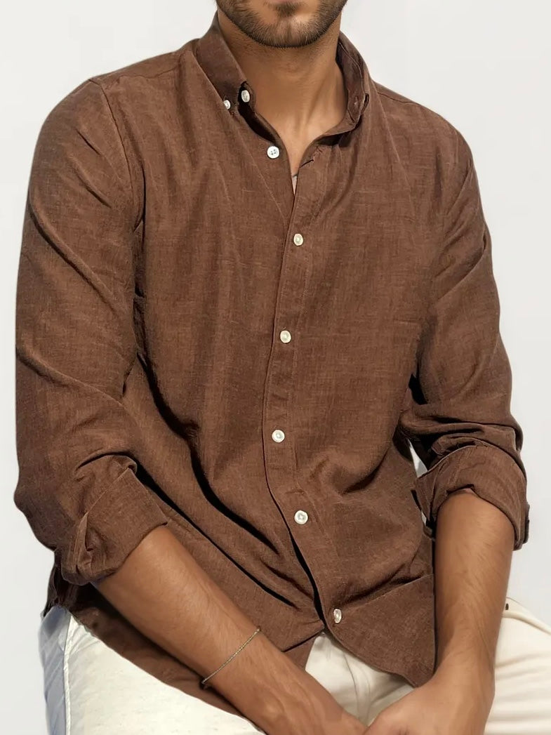 Brown Linen Full-Hand Shirt