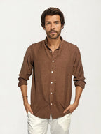 Brown Linen Full-Hand Shirt