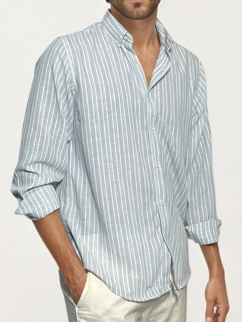 Grey Striped Full-Hand Shirt