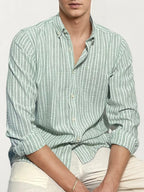 Mint Green Striped Full-Hand Shirt