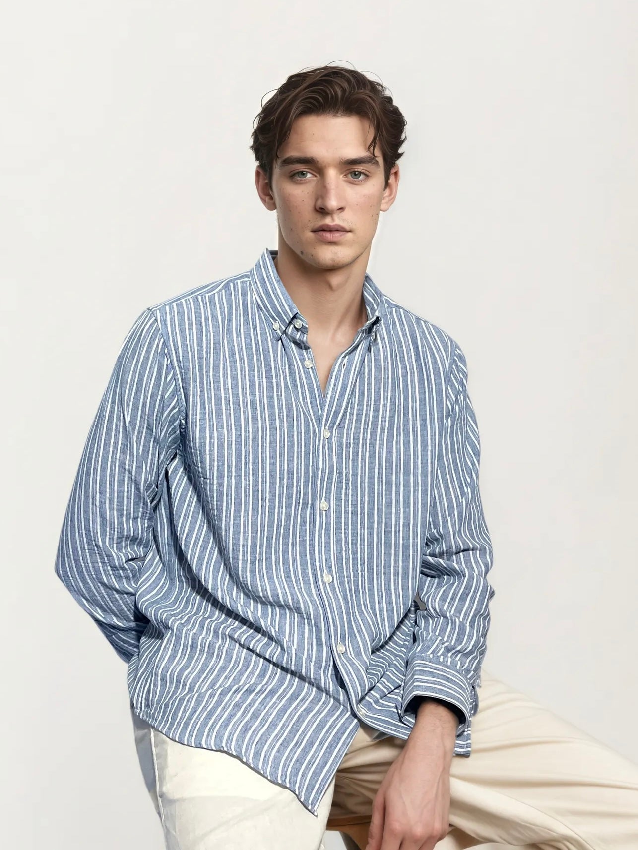 Blue Striped Full-Hand Shirt