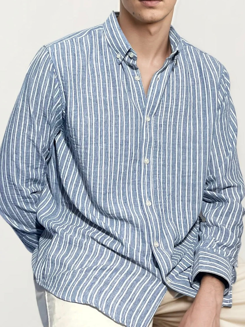 Blue Striped Full-Hand Shirt