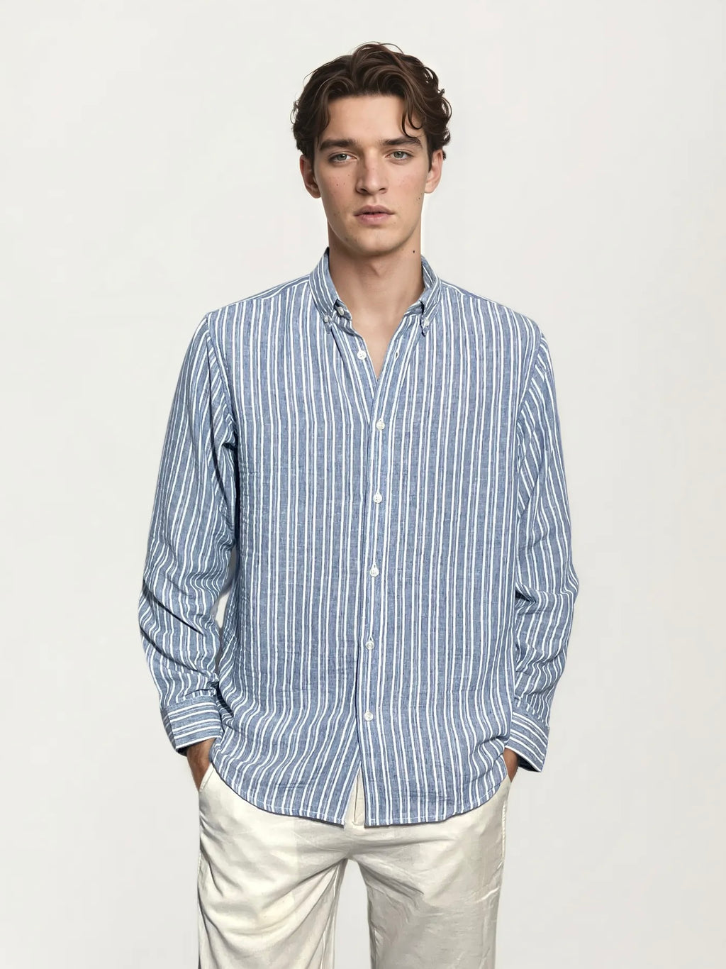 Blue Striped Full-Hand Shirt