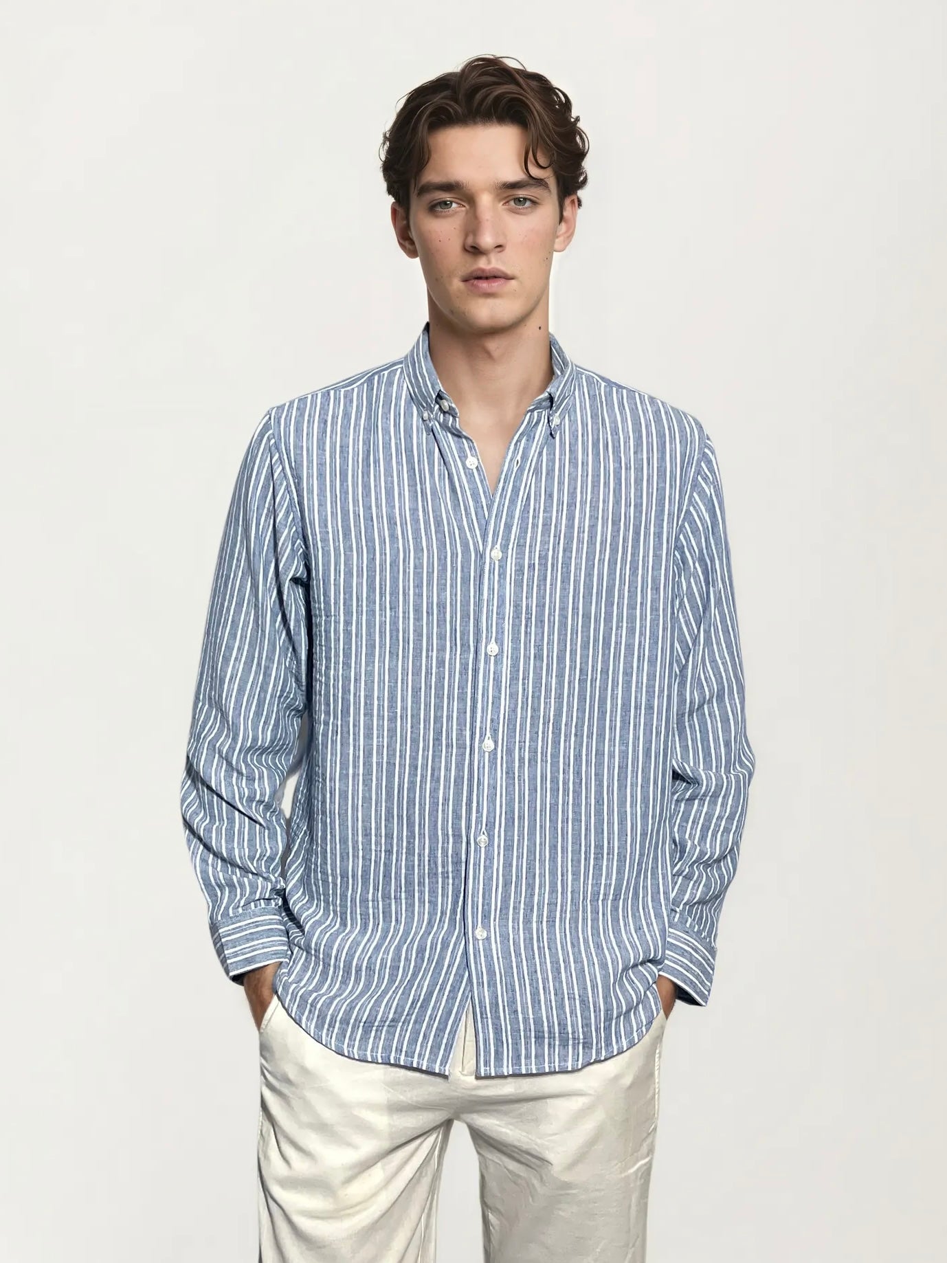 Blue Striped Full-Hand Shirt