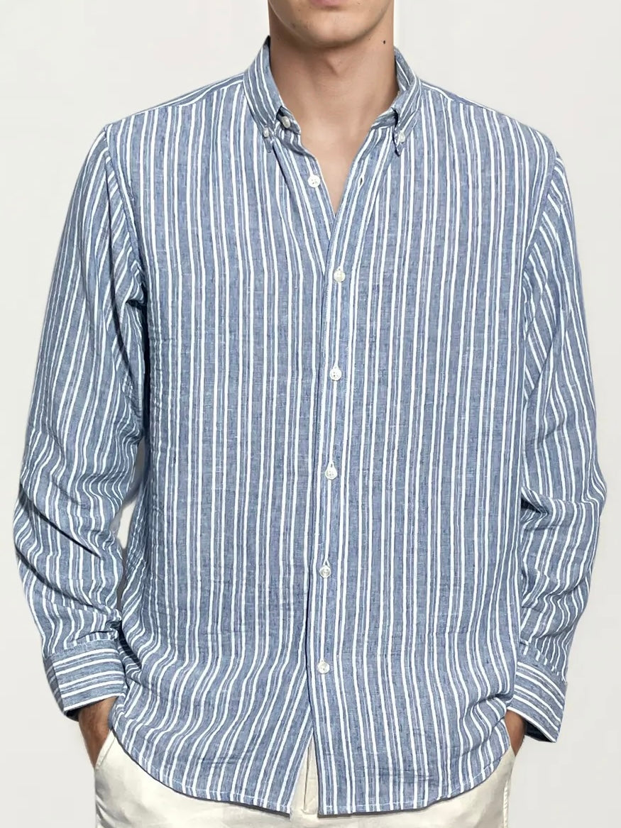 Blue Striped Full-Hand Shirt