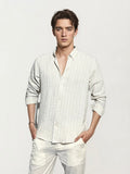 Beige Striped Full-Hand Shirt