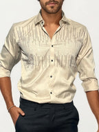 Blend Yellow Stone-Work Party Wear Shirt