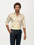 Blend Yellow Stone-Work Party Wear Shirt