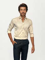 Blend Yellow Stone-Work Party Wear Shirt