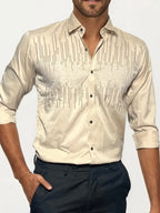 Blend Yellow Stone-Work Party Wear Shirt