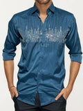 Blue Stone-Work Party Wear Shirt