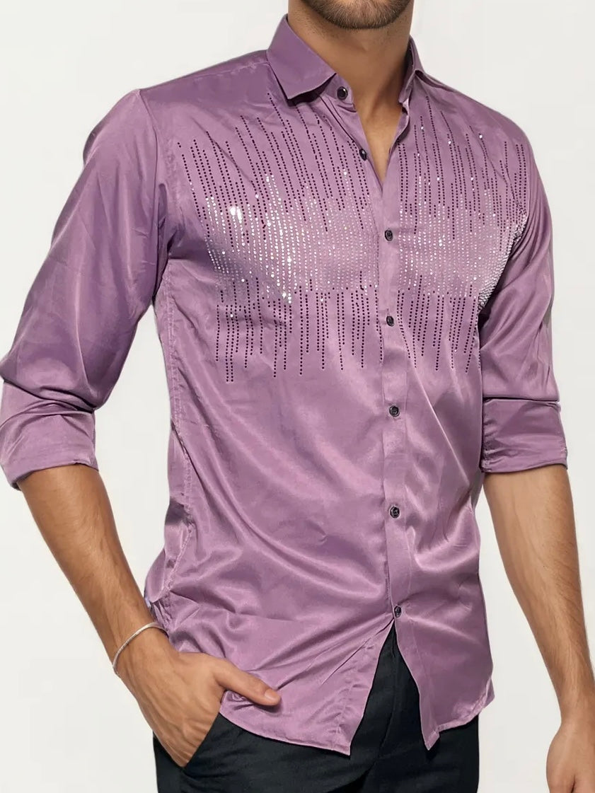 Pink Stone-Work Party Wear Shirt