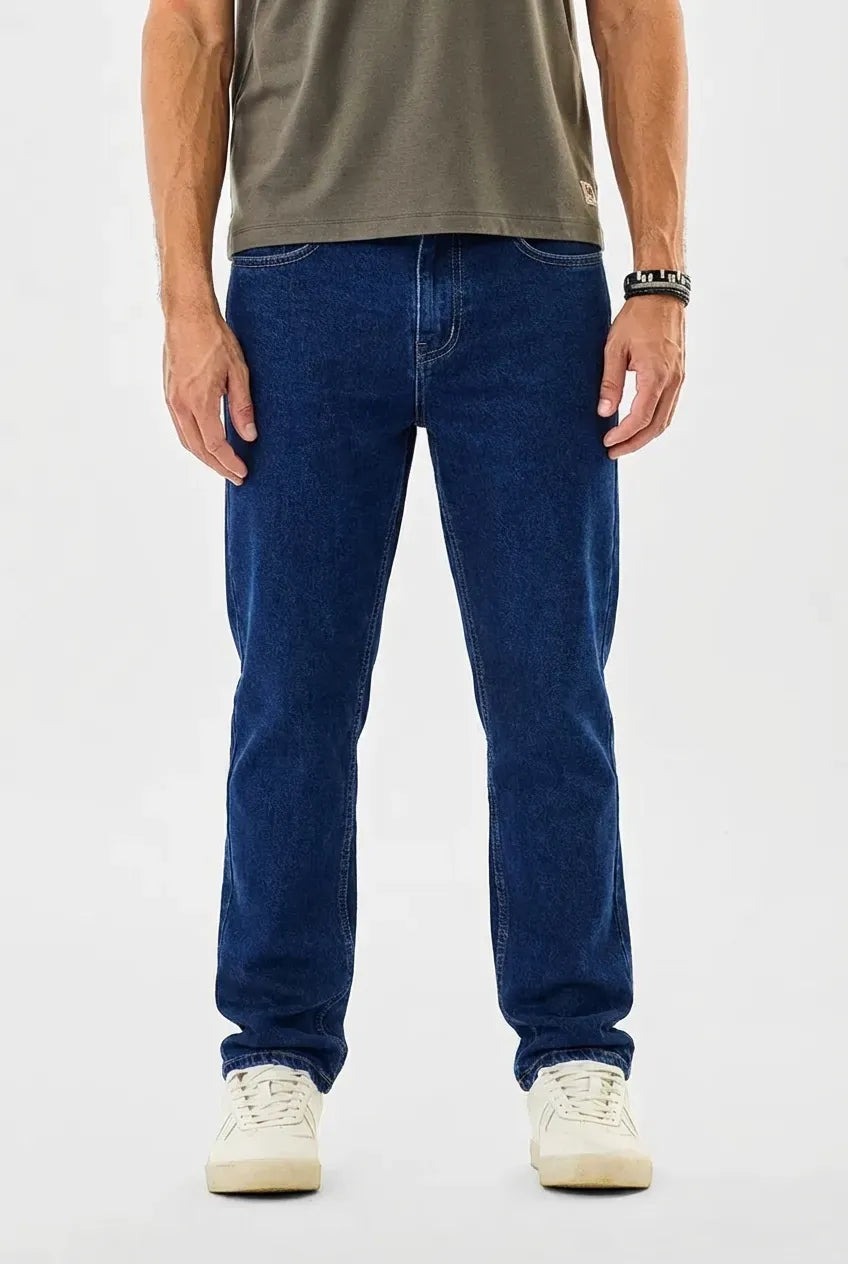 Dark Blue Straight Fit Denim Jean