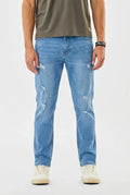 Blue distressed slim fit jeans
