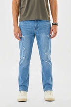 Blue distressed slim fit jeans