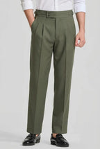 Green Double-button Regular Fit Trousers