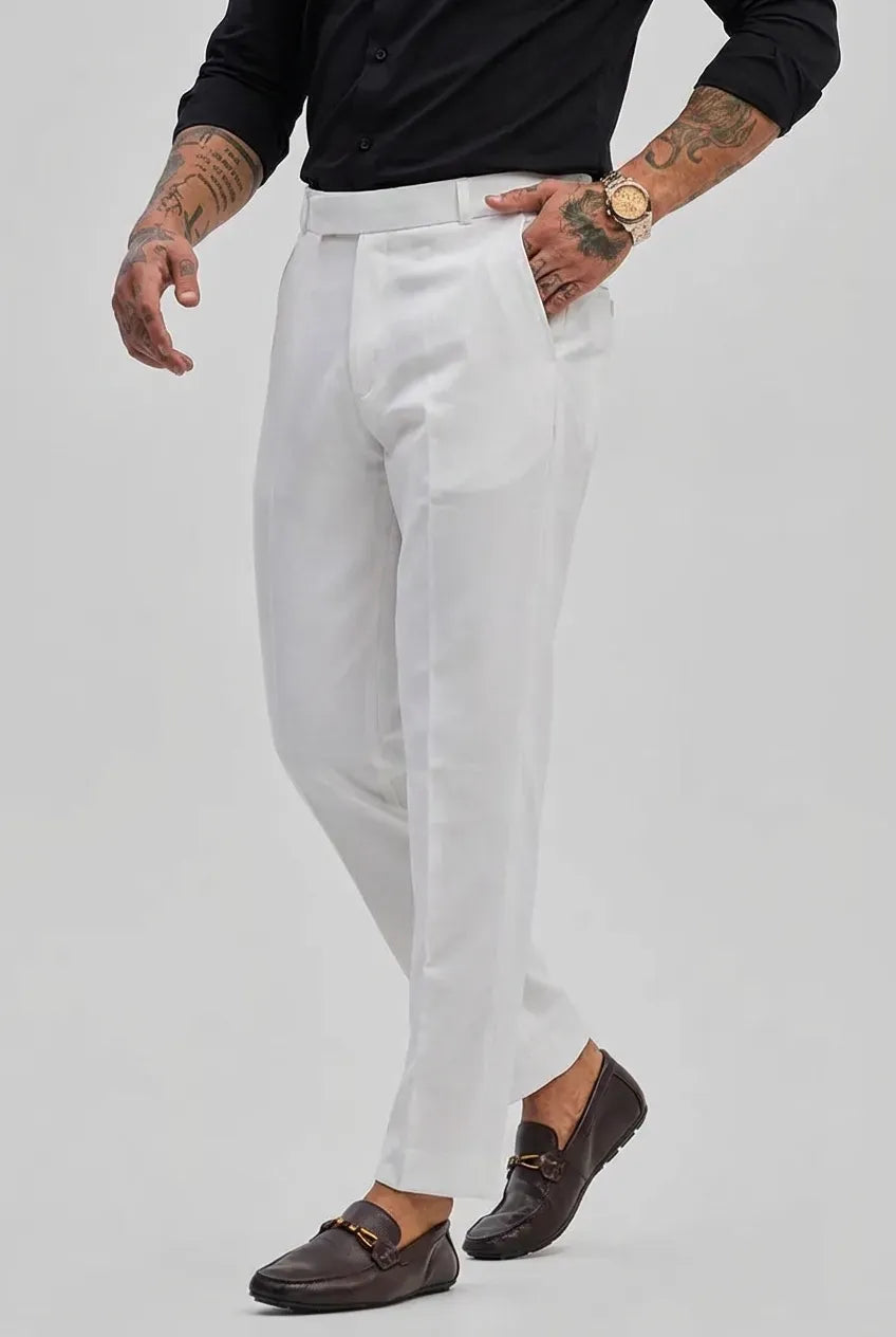 Sleek White Formal Trousers