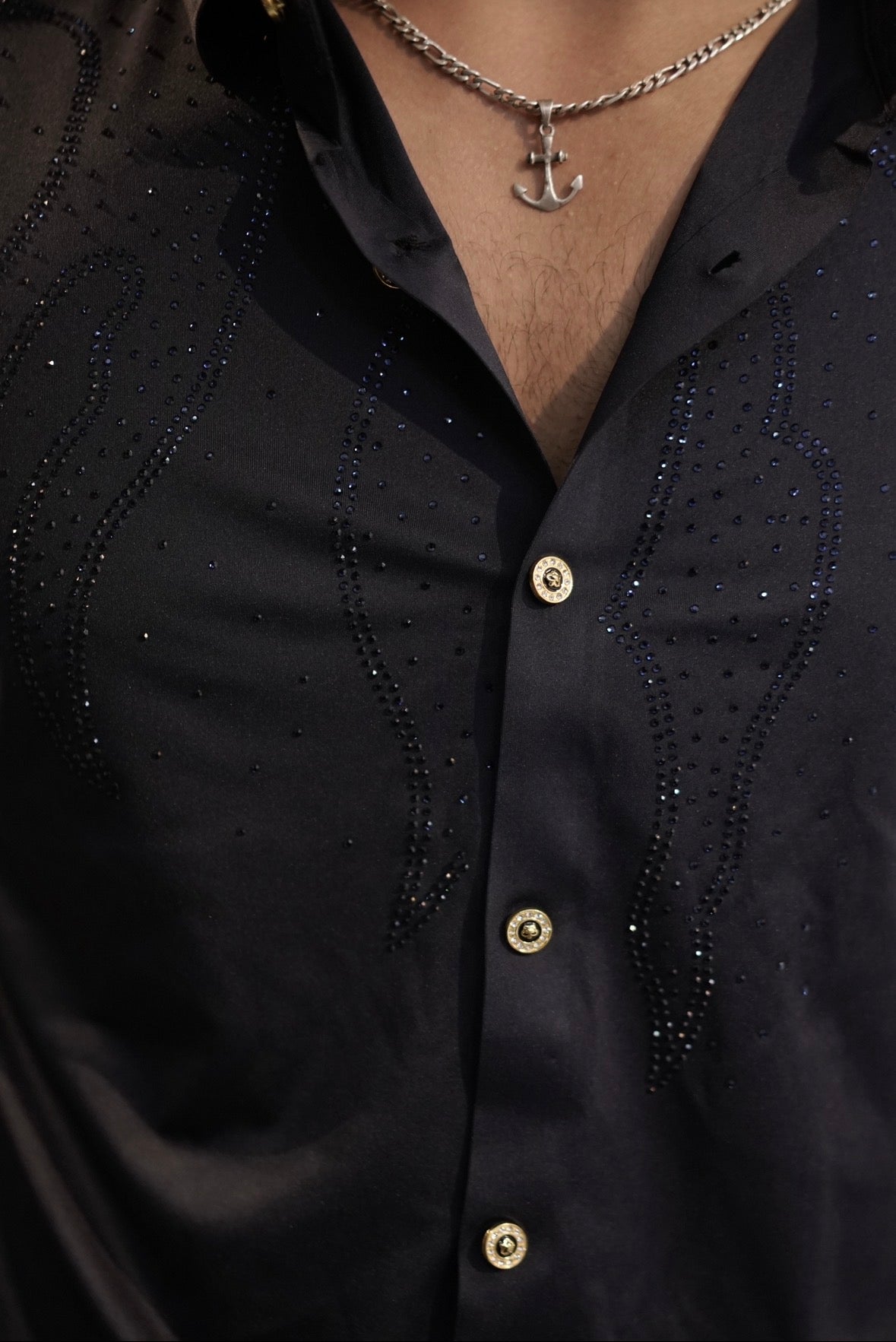 Black Stone-Work Party Wear Shirt