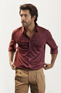 Wine Stone-Work Party Wear Shirt