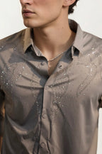 Grey Stone-Work Party Wear Shirt