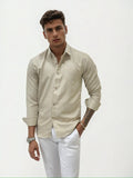 Beige Striped Slim Fit Shirt