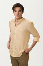 Orange Mandarin Collar Full-Hand Shirt