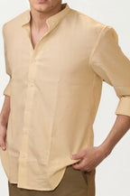 Orange Mandarin Collar Full-Hand Shirt
