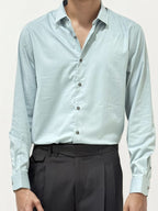 Ash Green Slim Fit Plain Shirt
