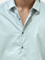 Ash Green Slim Fit Plain Shirt