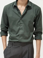 Pine Green Slim Fit Plain Shirt