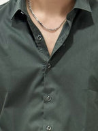 Pine Green Slim Fit Plain Shirt