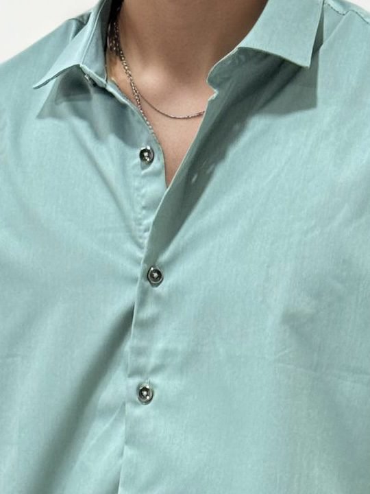 Mint Green Slim Fit Plain Shirt