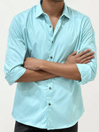 Baby Blue Slim Fit Plain Shirt