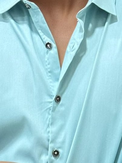 Baby Blue Slim Fit Plain Shirt