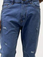 Blue distressed slim fit jeans