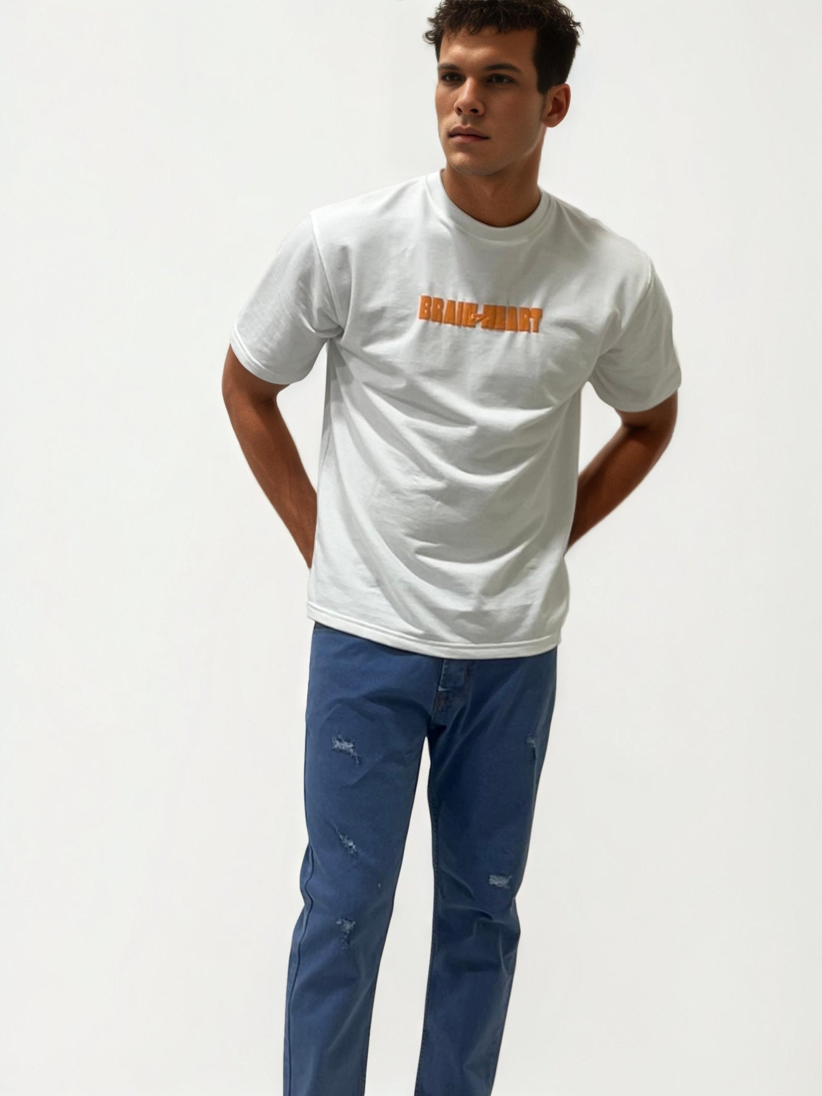 Blue distressed slim fit jeans