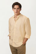 Orange Mandarin Collar Full-Hand Shirt