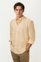 Orange Mandarin Collar Full-Hand Shirt