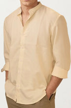 Orange Mandarin Collar Full-Hand Shirt