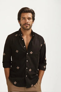 Black Embroidery Full-Hand Shirt