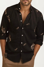 Black Embroidery Full-Hand Shirt