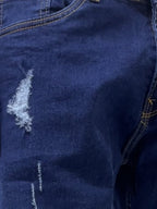 Dark blue distressed slim fit jeans