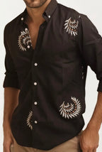 Black Embroidery Full-Hand Shirt