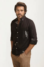 Black Embroidery Full-Hand Shirt