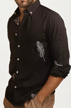 Black Embroidery Full-Hand Shirt